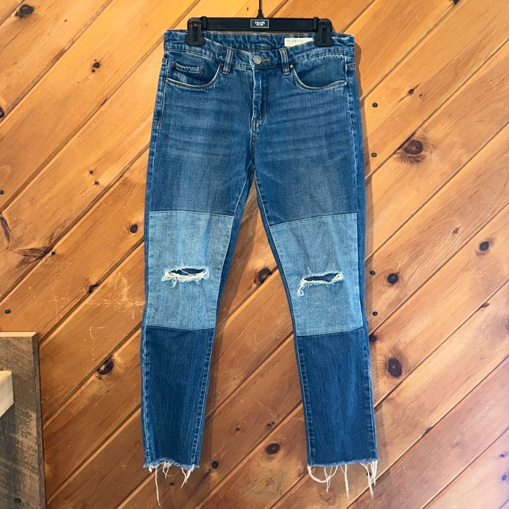 Blank NYC patchwork distressed tomboy jeans